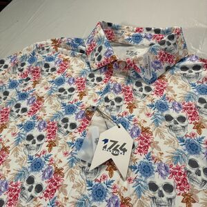1764 Signature Men’s Golf Polo Skulls N Flowers Men's Large White NEW